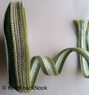 Wholesale Green And Gold Thread Lace Trim, Approx. 25mm wide, Weave Trim